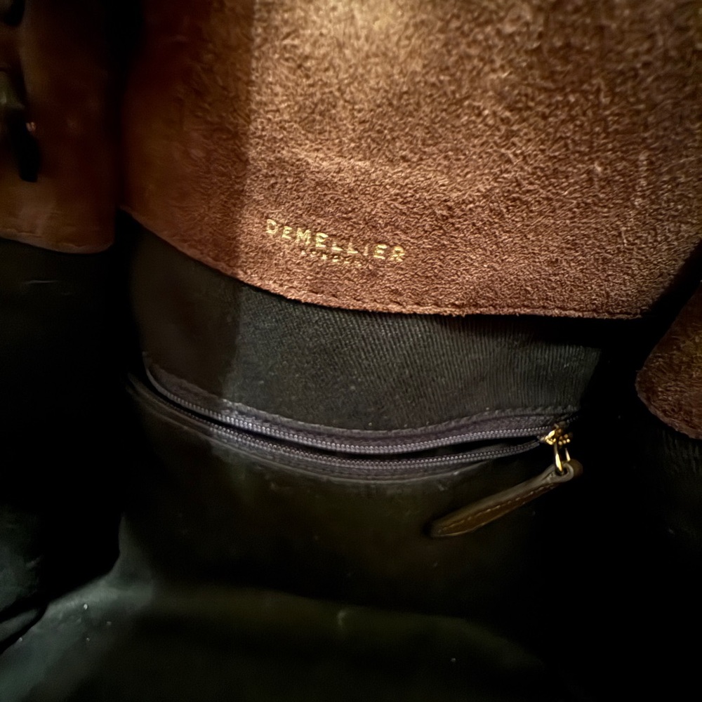 DeMellier Dark Brown Suede Tote with Gold Hardware - Picture 5 of 11